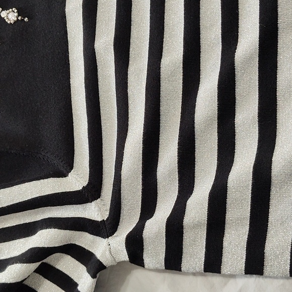 Alfred Dunner Sweater 2X Festive Holiday Party Glam Beaded Black & Silver Chic - Picture 11 of 12
